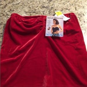 Vintage 90s Y2K Warner’s Red Velvet Bustier corset strapless top size 36B